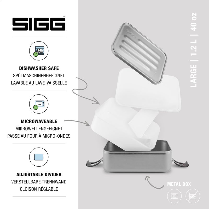 SIGG - Metal Lunch Box Plus - Food Container with Compartments - Swiss Design - Dishwasher Safe - Ultra Light - S/L - Image 2